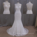 Sexh Lace Mermaid See Through Back Long Train Wedding Dress